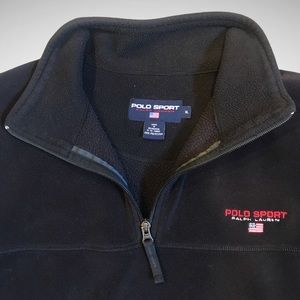POLO SPORT Black Fleece 1/4 Zip PolarTec